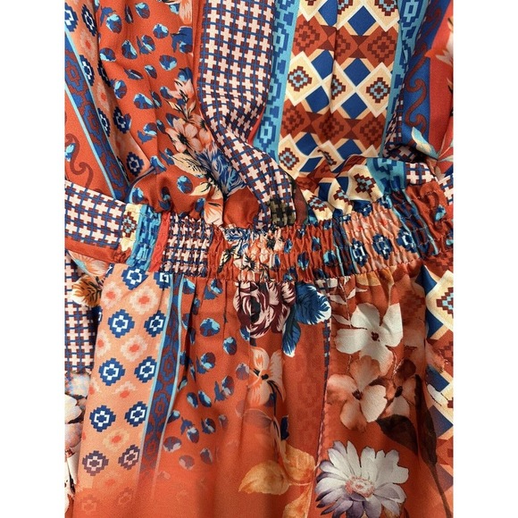 NWT~  Tolani Collection Long-Sleeve Tunic with Tie Gene Rust Floral~‎ S - Picture 3 of 7